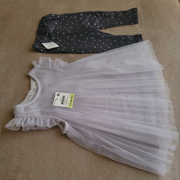 First Impressions grey flutter sheer top & grey polka-dot pants size 3-6 Month - Picture 5 of 5